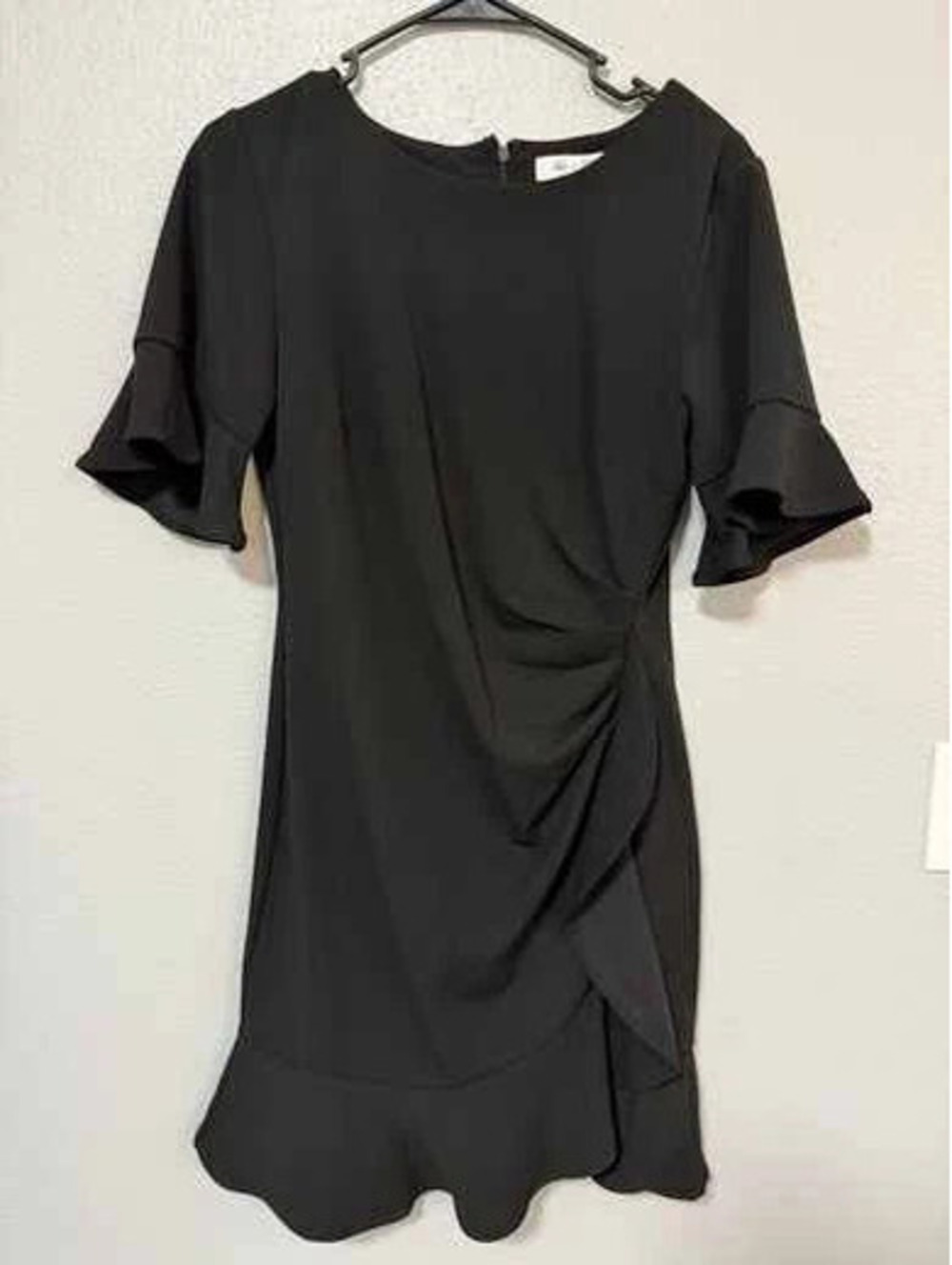 #6128 She + Sky Black Ruffle Hem Dress Size M